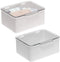mDesign Plastic Stackable Bathroom Vanity Countertop Storage Cosmetic Organizer Box with Hinged Lid for Makeup, Beauty, Hair, Nail Supplies - 2 Pack - Light Gray/Clear mDesign Store