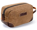 emissary Men's Toiletry Bag Leather and Canvas Travel Toiletry Bag Dopp Kit for Men Shaving Bag for Travel Accessories (Brown) emissary