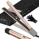 Prizm Professional 1” Hair Straightener and Curler 2 in 1, Ceramic Tourmaline Flat Curling Iron with Adjustable Temperatures for All Hair Types, Dual Voltage for Travel, Gold & Rock Grey Prizm