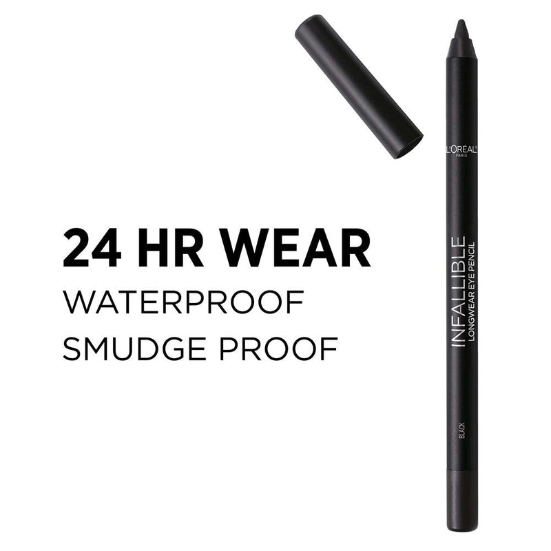L'Oreal Paris Makeup Infallible Pro-Last Pencil Eyeliner, Waterproof and Smudge-Resistant, Glides on Easily to Create any Look, Black, 2 Count L'Oreal Paris