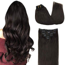 GOO GOO Hair Extensions Clip in Human Hair 24 Inch 120g 7pcs Dark Brown Hair Extensions Remy Human Hair Extensions Clip in Real Hair Extensions Straight GOO GOO Store