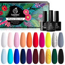 Beetles 20 Pcs Gel Nail Polish Kit - Soak Off LED Lamp Gel Polish Set Black White Glitter Nail Gel Polish With No Wipe Base and Top Coat for Nail Art Salon Starter Manicure Kit beetles Gel Polish