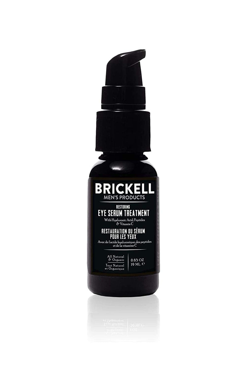 Brickell Men's Restoring Eye Serum Treatment for Men, Natural and Organic Eye Gel to Firm Wrinkles, Reduce Dark Circles, and Promote Youthful Skin, 0.65 Ounce, Unscented Brickell Men's Products