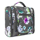 PAVILIA Hanging Toiletry Bag for Women Men, Travel Toiletry Bag Organizer for Toiletries, Cosmetics, Makeup Bag with Mesh, Water Resistant Pockets (Floral Grey) PAVILIA