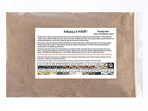 Finally Hair Hair Building Fibers Refill Bag, Light Medium Brown - our lightest brown shade, 56 Grams, Premium Hair Loss Concealer in a Refill Bag