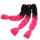 24 Inch Ombre Jumbo Braiding Hair Extensions Jumbo Braid Hair Ombre Long Jumbo Braids For Box Twist Braid Crochet Hair High Temperature Fiber 3 Tone Colored ( 5 Bundles, Black to Pink) S-noilite