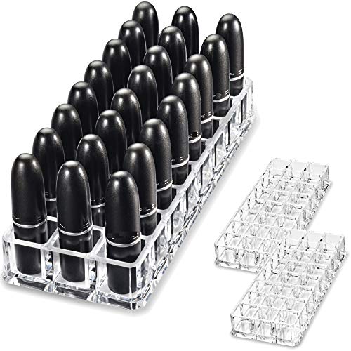 byAlegory (Set Of 2) Acrylic Lipstick Makeup Organizers 24 Space Beauty Storage Refillable Cosmetic Container - Clear BY ALEGORY