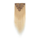 22"/22 inch 160g Double Weft Clip in Remy Human Hair Extensions Ombre Grade 7A Quality Full Head Thick Thickened Long Straight 8pcs 18clips Highlighted,Dark Blonde to Bleach Blonde MY-LADY
