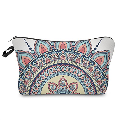 Cosmetic Bag for Women,Deanfun Mandala Flowers Waterproof Makeup Bags Roomy Toiletry Pouch Travel Accessories Gifts (50965) Deanfun