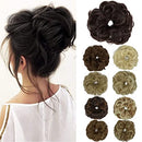 OKHOTY Hair Bun Extensions Messy Curly Hair Scrunchies Hairpieces Synthetic Donut Updo Hair Pieces for Women Girls(1PCS Black brown) OKHOTY