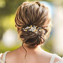 Asooll Bride Wedding Hair Pin Flower Bridal Head Clip Rhinestone Crystal Headpiece for Women and Girls(Gold) Asooll