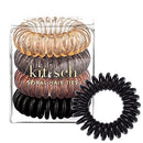 Kitsch Spiral Hair Ties, Coil Hair Ties, Phone Cord Hair Ties, Hair Coils - 4 Pcs, Brunette Kitsch