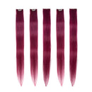 Winsky Burgundy Clip in Colored Hair Extensions 100% Real Human Hair - Straight Highlights Colored Clip on Hairpieces 5 Pieces/Set (18inch, Burgundy) Winsky