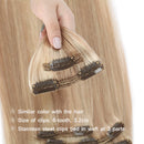 Highlighted Clip in Hair Extensions Ash Blonde & Bleach Blonde 12 Inch Remy Human Hair Skin Weft Clip ins Full Head 8pcs 18 Clips Soft Straight Hair for Women Party 8-24 inch Ombre 55g