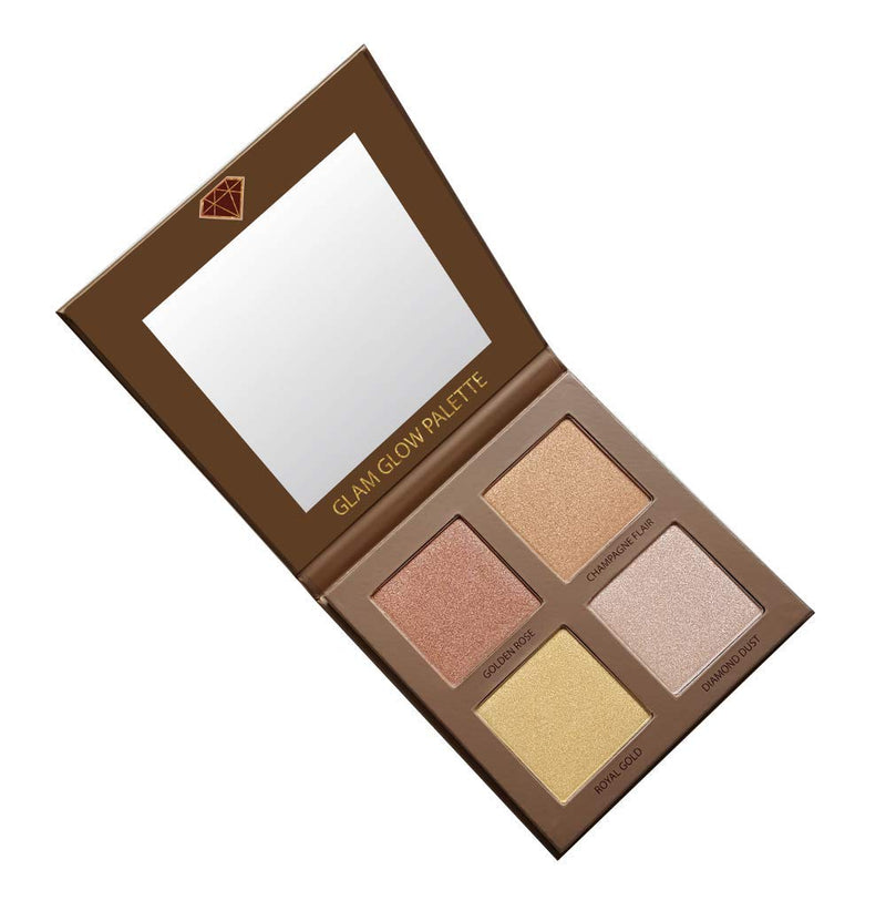 Highlighter Palette Highlighter Makeup Iluminador - Glow Bronzer Powder Makeup Highlighter Kit With Mirror - 4 Highly Pigmented Face Highlighter Shimmer Colors - Vegan, Cruelty Free & Hypoallergenic Lamora