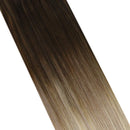 Ugeat Micro Beads Hair Extensions 16inch Hair Extensions Micro Loop 50Gram/Pack Micro Ring Remy Human Hair Extensions Balayage #4 Darkest Brown to #18 Ash Blonde with #22 Medium Blonde
