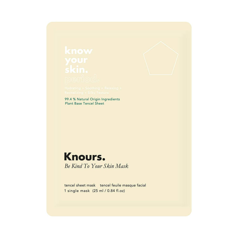 Knours Be Kind Everyday Mask (1ct) | 99% Natural Ingredients Hydrating + Soothing + Revitalizing + Relaxing Effect Facial Nourishing Sheet Mask (EWG Verified Clean Beauty) KNOURS. KNOW YOUR SKIN. PERIOD.