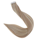 Fshine Human Hair Tape in Extensions 22 Inch Double Sided Tape Hair Extensions Color 18 Ash Blonde Highlight 22 Light Blonde 50 Grams Glue in Extensions Human Hair Fshine Store
