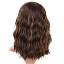 ENTRANCED STYLES Dark Brown Wigs with Bangs Wavy Bob Wig Brown Highlighted Wigs for Women Daily Party Cosplay Use ENTRANCED STYLES