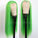 Maycaur Lace Front Wigs Long Straight Hair 22 Inch Lime Green Color Wigs for Fashion Women Synthetic Lace Front Wigs with Natural Hairline Maycaur Store