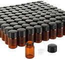 Teenitor 100 Packs 2 ML (5/8 Dram) Essential Oil Bottles, Small Sample Amber Glass Jars With Orifice Reducers And Black Caps For Oil Blends, Perfumes, Lab Chemicals Teenitor Store