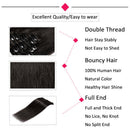 Hairro Clip in Hair Extensions 100% Human Hair Thin Natural Black 24 Inch Long Straight Human Hair Clip on Hairpieces 80g Machine Weft 8pcs 18 Clips for Women