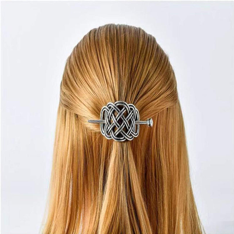 Tinsow 2 Pcs Silver Celtic Hair Slide Hairpins Hair Accessories Hair Clips, Creative Hair Barrette Minimalist Hair Claw Hair Pin Hair Accessories for Women (Style C H) Tinsow