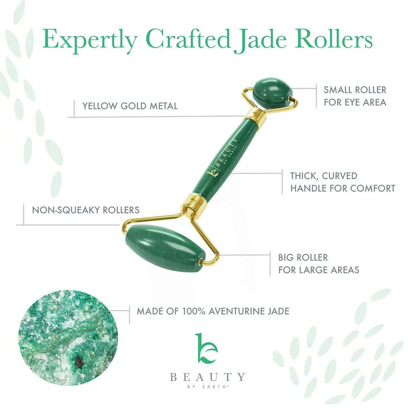 Jade Roller for Face - Skin Care Tools Used With Beauty Products, Jade Face Roller for Face, Small Eye Roller for Puffy Eyes, Face Massager for Women Face Care, Facial Roller Self Care Gifts for Women Beauty by Earth