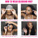 Headband Wig Human Hair Straight Human Hair Wigs for Black Women Glueless None Lace Front Wigs with Headbands Machine Made Brazilian Human Hair Wig 150% Density 28inch Grace Length Store