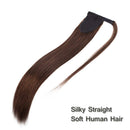 Remy Human Hair Ponytail Extension Clip in Ponytail Hair Extensions Wrap Around Pony Tails Hairpiece Long Straight Comb Binding One Piece for Women Girl 20 inch Medium Brown
