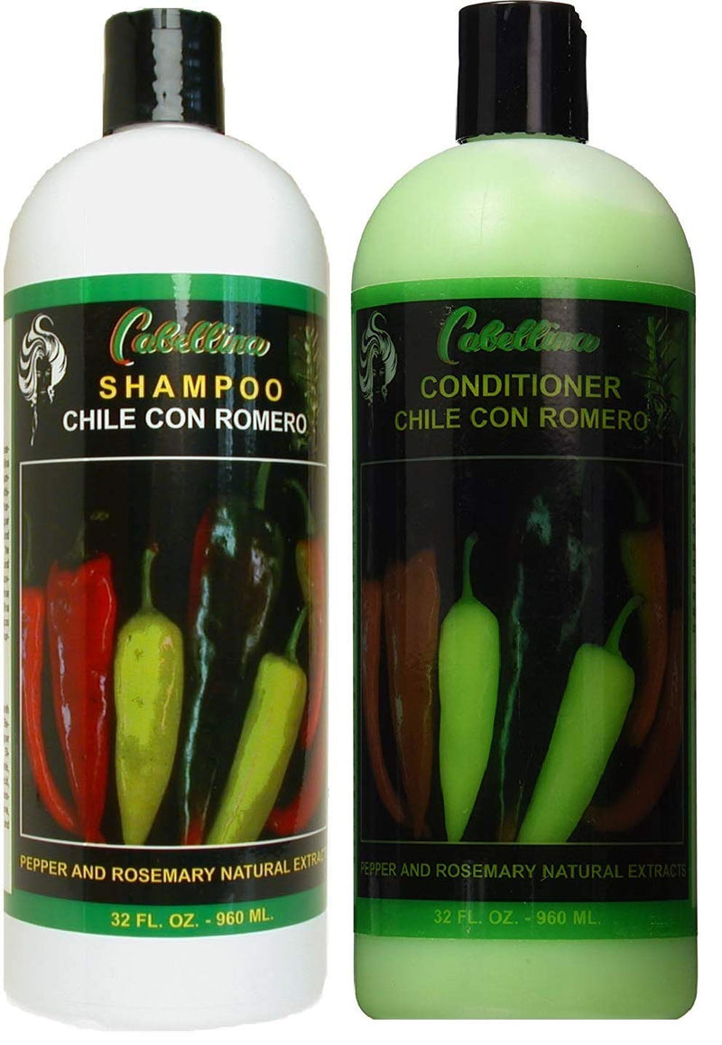 Cabellina Shampoo & Conditioner NATURAL CHILE Romero Pepper ROSEMARY CHILI 32 Oz Each Cabellina