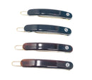 Parcelona French Mini Oblong Tortoise Shell Black Crystal Set of 4 Celluloid Acetate Side Slide Barrette Snap on Hair Clips Parcelona