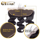 QTHAIR 12A Brazilian Body Wave Human Hair Lace Frontal Closure(18",Natural Black)130% Density Pre Plucked Natural Hairline with Baby Hair 100% Virgin Brazilian Body Wave Hair QTHAIR Store