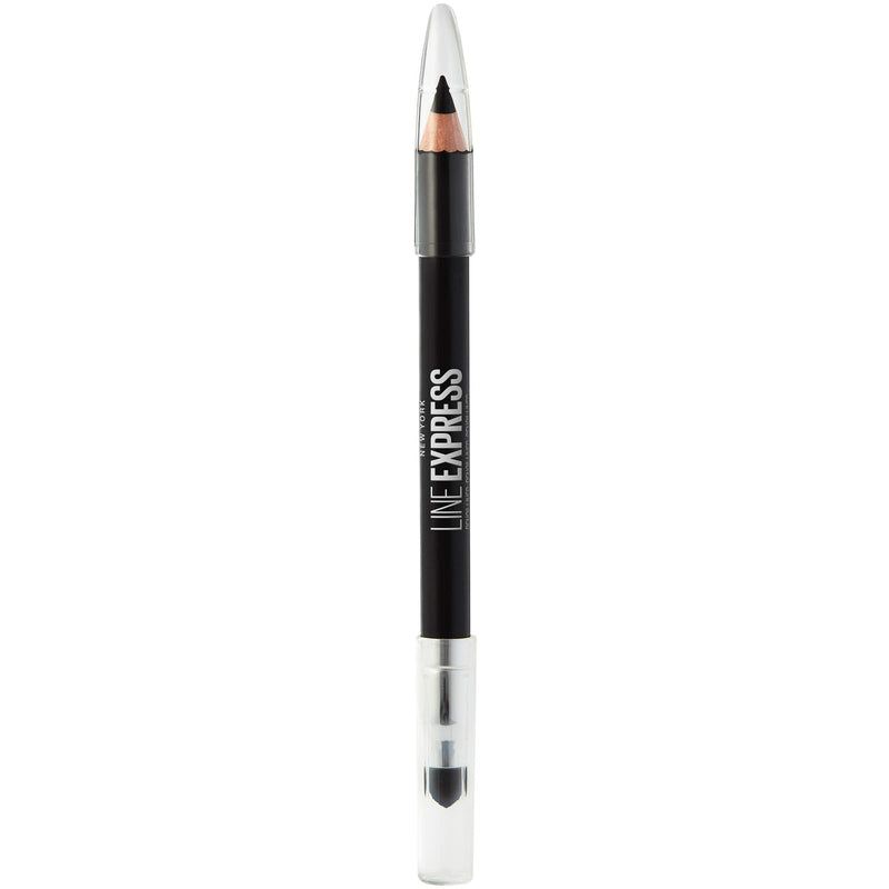 Maybelline New York Line Express Sharpenable Wood Pencil with Built-In Blending Smudger Tip Creamy Liner Eyeliner Eye Makeup, Ebony Black, 0.035 oz. Maybelline New York