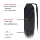 16 Inches 100% Real Human Hair Ponytail Extension One Piece Wrap Around Hairpiece With Comb Binding Pony Tail Extension For Girl Lady Women Long Straight