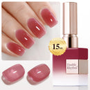 Double Rhythm Translucent Gel Polish Sheer Neutral Natural Light Milky Same Color Same Bottle 15ML Jelly UV Polish Nail Art DIY at Home (Jelly Nude Brown-A1492) Infinity Warehouse