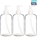 Youngever 6 Pack Plastic Pump Bottles 12 Ounce, Refillable Plastic Pump Bottles with Travel Lock (Clear) Youngever