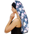 Sent Hair Extra Long Satin Bonnet Sleep Cap for Women Double Layer Silky Hair Bonnet for Braids,Curly,Long Hair- Soft Elastic Band,Blue Floral sent hair Store