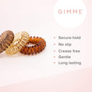 GIMME Spiral Bands. No Crease Coil Hair Ties, Strong Grip Without Pulling or Snagging, No Crease Phone Cord Hair Ties. 10ct. Blonde Brunette (Neutral) GIMME