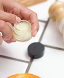 Clear Glass 0.25 oz Small Thick Wall Balm Jars with Black Foam Lined Smooth Lids (6 pack) JUVITUS