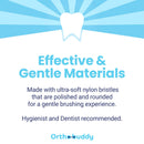 Ortho-Buddy Orthodontic Toothbrush for Braces, Ultra-Soft Nylon Bristle Toothbrush with Birch Wood Handle for Teens & Adults with Braces, Brackets, and Wires - Brown, Pack of 2 Ortho-buddy