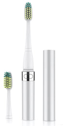 Voom Sonic Go Series Battery Operated Electric Toothbrush Dentist Recommended Portable Oral Care 2 Minute Timer Light Weight Design Soft Dupont Nylon Bristles, Silver, 1 Count Voom Sonic