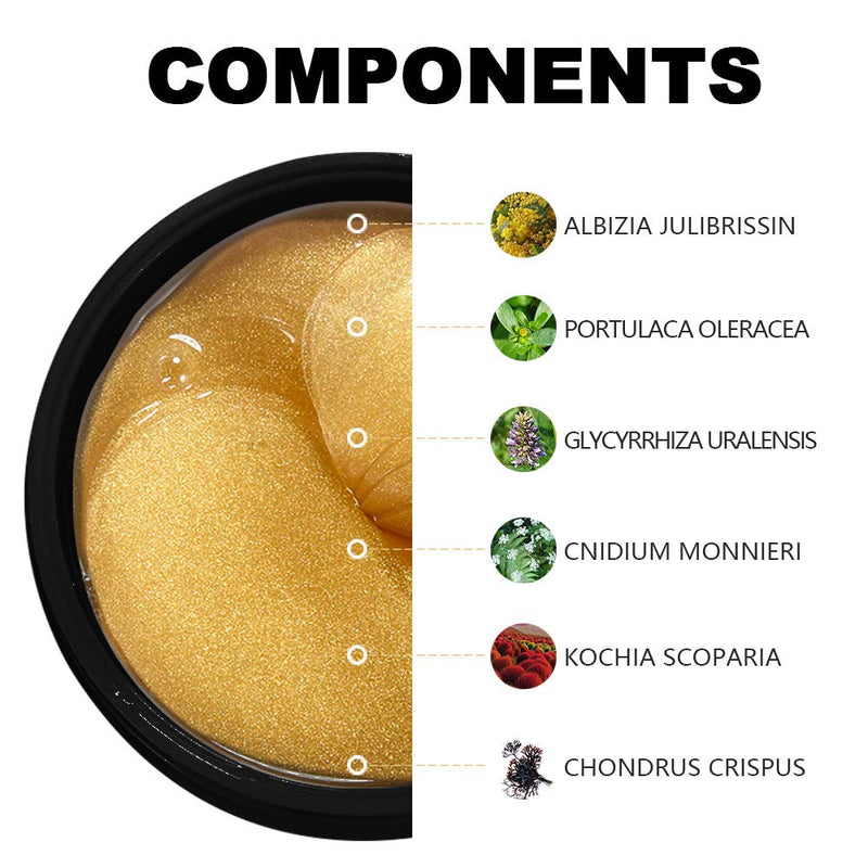 24k Gold Eye Masks-with Collagen Under Eye Patches, Dark Circles Under Eye Gel Treatment Masks, Under Eye Pads For Puffy Eyes,Under Eye Bags ,Anti-Wrinkle, Moisturizing Improves Elasticity 30 PAIRS VANELC