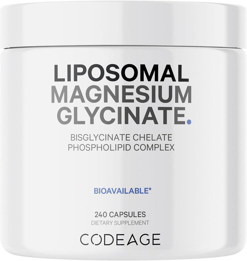 Codeage Liposomal Magnesium Glycinate Supplement, 2-Month Supply, Bisglycinate Magnesium Chelate, Chelated Magnesium Mineral Pills, BioPerine Black Pepper Vitamins Capsules, Non-GMO Vegan, 240 ct Infinity Warehouse