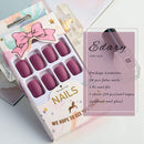 Edary Matte False Nails Short Square Fake Nails Press on Nails 24Pcs Art Nail for Women (Rose Red) Edary