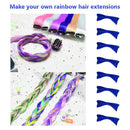 TOFAFA 16 Pcs Colored Hair Extensions Curly Wavy Clip in Synthetic Hairpiece Streak for Girls Women Kid, Multi-colors Party Highlights (Blue) TOFAFA Store