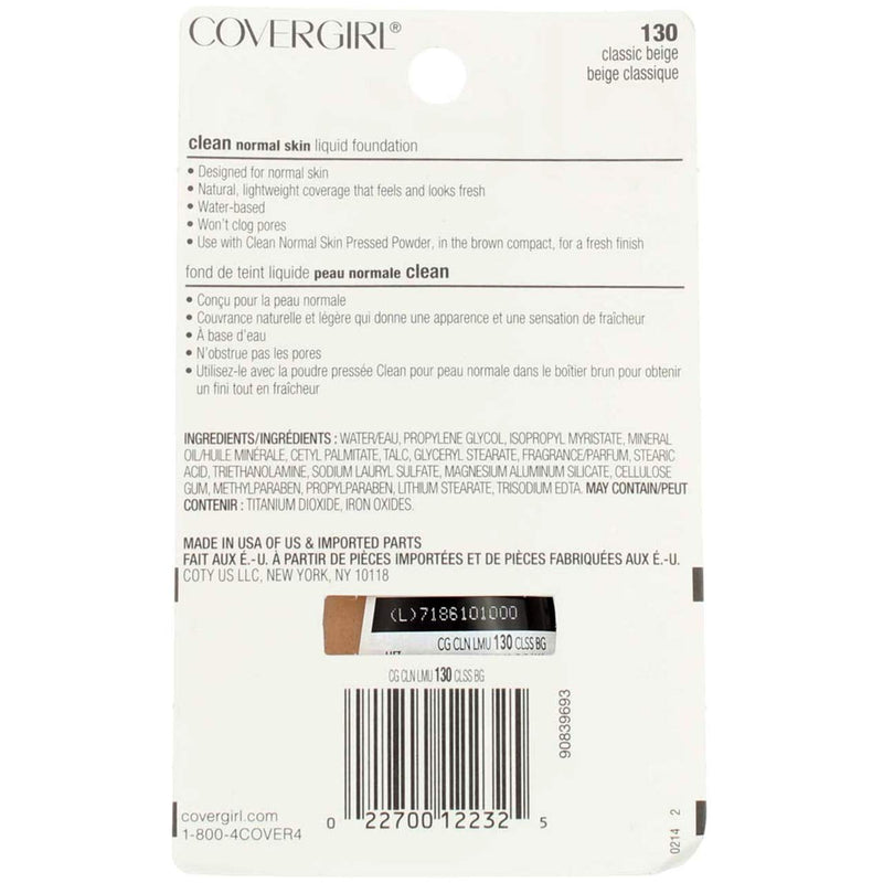 COVERGIRL Clean Makeup Foundation Classic Beige 130, 1 oz (packaging may vary) COVERGIRL