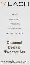 M LASH Set Of 4 Diamond Grip Eyelash Extensions Tweezers - Japanese Steel Lash Supply (Multi-Color) M Store