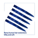 Winsky Blue Clip in Hair Extensions 100% Real Human Hair - Straight Highlights Colored Clip on Hairpieces 5 Pieces/Set (18inch, Blue) Winsky