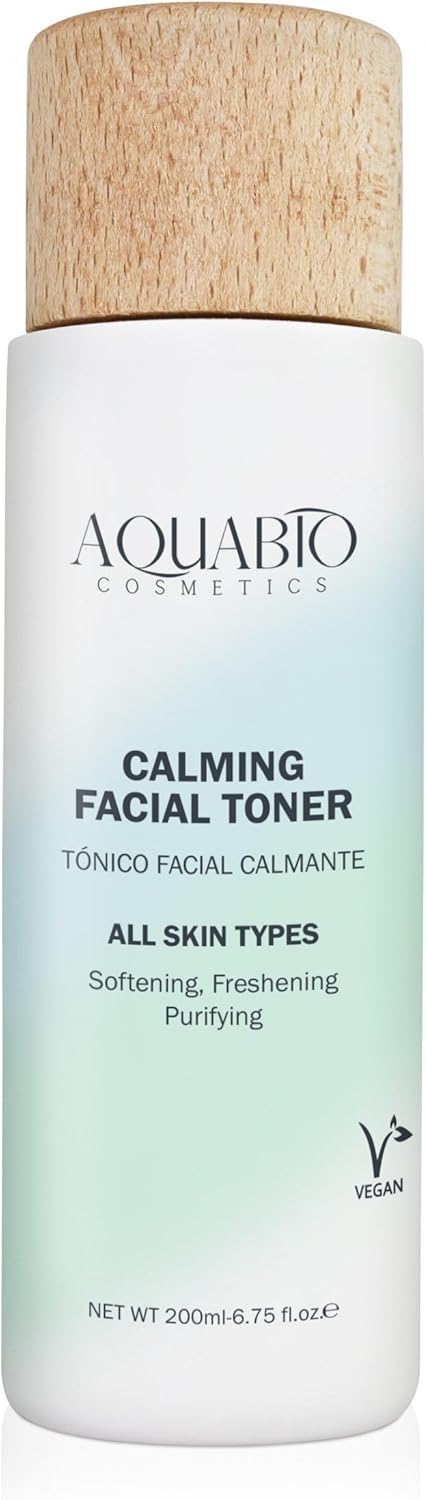 AquaBio Organic Hydrating Toner with Rose Water & Aloe Vera, Moisturizing Toner for Dry Skin, Vegan & Alcohol-Free, Calming & Nourishing, Gentle & Balancing, Purifying & Brightening Formula 6.75 Oz Infinity Warehouse
